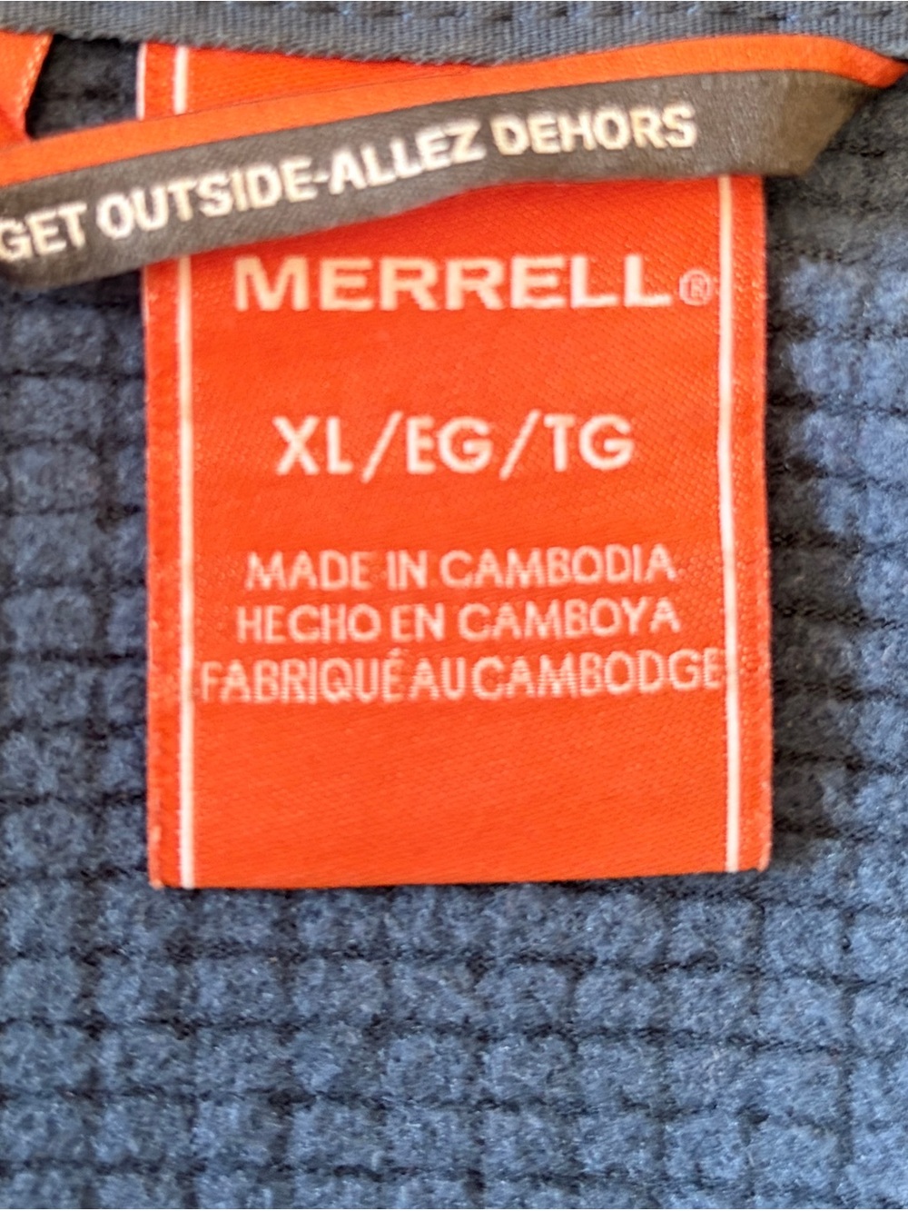 Merrell men's performance XL 1/4-zip pullover in a heathered dark blue color. - Picture 4 of 9